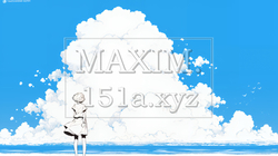 夏の海と入道雲と若い女性（シンプルな色使い） | 4106525-10816