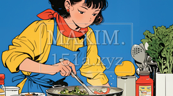 なれない料理に奮闘中の若い女性 | 4117635-6003