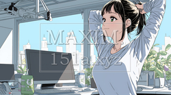 仕事の合間にストレッチ（伸び）をする女性 | 411802-16725