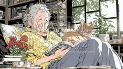 ゆったりとした時間を過ごす高齢の女性 | 4133597-7820