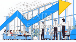 上昇グラフで会社の成長を表すビジネスチーム｜企業発展と成功のビジネスコンセプト | 4140326-17281