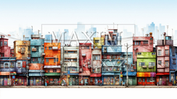 カラフルなビルが建ち並ぶオフィス街 | 4140895-19373