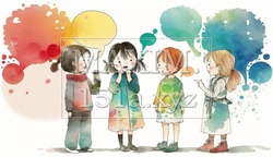 仲良くおしゃべりをしている子供達 | 4142700-3799