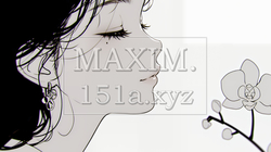 蘭の花と若い女性（シンプルな色使い） | 4152255-11142