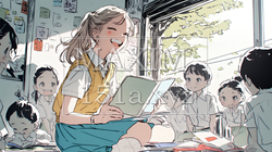 児童と若い女性の先生 | 4157464-6157