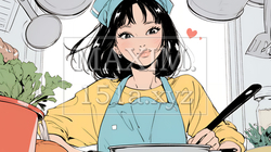 なれない料理に奮闘中の若い女性 | 4159737-5994
