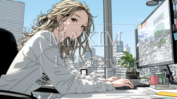 職場のデスクでパソコンに向かって仕事をしているビジネスウーマン | 4174847-15677