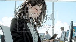 スマートフォンをいじくっている若いビジネスウーマン | 4193034-7400