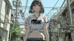 夏の急な雨でびしょ濡れの若い女性｜4210725-7695