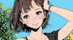 気恥ずかしそうに頭をかき、ごまかすような仕草を見せる若い女性 | 4196528-14139