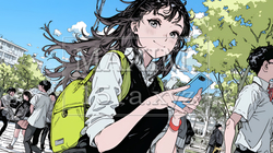 通学中にスマホをいじくっている女子高生 | 4222167-7271