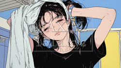 汗を拭っている若い女性 | 4223097-5776