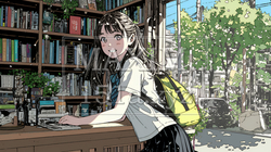 書店で本を選ぶ女子高生 | 4235727-16072