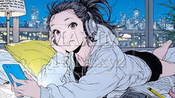 ベッドに横になってスマートフォンをいじくっている若い女性 | 4247082-7252