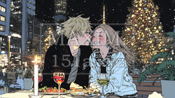 クリスマスディナーを楽しんでいる若いカップル | 4257594-13672