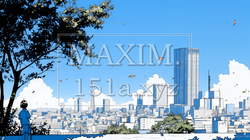 都市の町並みと青空（シンプルな色使い） | 4277597-11543