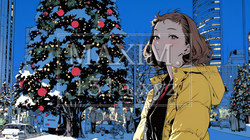 クリスマスイルミネーションが美しい街を散策する若い女性 | 4279271-6603