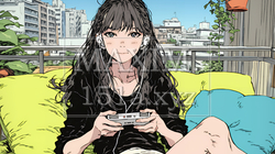 ビデオゲームで遊んでいる若い女性