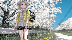 満開の桜の木の下を歩く若い女性｜4327915-15772