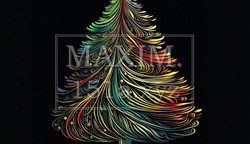 ネオンカラーのクリスマスツリーのラインアート | 432409-1913