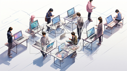 コンピューターと人間の交流：人がデバイスを操作する、情報交換の様子 | 4337673-3664