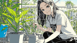 観葉植物の世話をする若い女性 | 4341579-16043