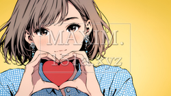ハートマークを手で作り愛情表現をしている若い女性 | 4349038-14835