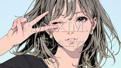 アイドルのように顔の横でピース＋ウィンクしている若い女性 | 4369283-14750