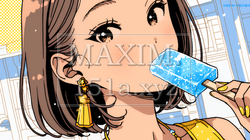 アイスキャンティを食べている若い女性 | 4376789-7719
