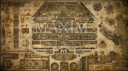 古代の壁画の背景：災害の様子を表したとされる（フェイク） | 4379007-19250