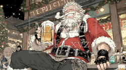豪快にビールを飲んでいるサンタクロース | 4379436-13263