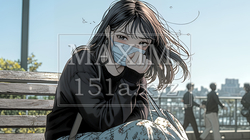 咳き込んでいる体調の悪そうな若い女性