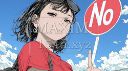 Noのレッドカードサインを出している女性｜4459785-5214