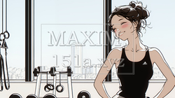 休日にジムで軽く運動する若い女性（シンプルな色使い） | 4439680-16296
