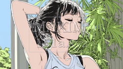 朝の目覚ましを止めて伸びをしている若い女性 | 4440311-15499