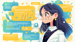 同時に多くの質問に返答をしている女性