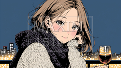ワインを飲んでいる若い女性：