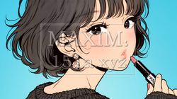 化粧をしている（口紅をつけている）若い女性 | 4458535-8565