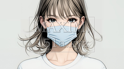 使い捨て不織布マスクをつけた若い女性 | 4484539-6198