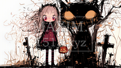 キモかわいいハロウィーンコスプレの女の子（クレヨンと水彩画風） | 449232-11839