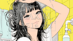 ヘアーシャワーの後の濡れ髪の若い女性 | 449572-8623