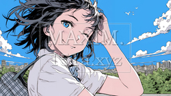 ウィンクしている女性：