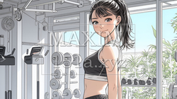 休日にジムで軽く運動する若い女性 | 4519547-16266