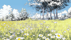 花が咲き乱れる春の野原 | 453527-17020