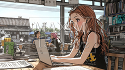 カフェでフリーランスや学生が仕事や勉強をしている | 4539292-8244