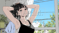 のんびり・ゆったり：朝日を浴びベッドで寛いでいる若い女性