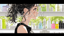 ドラッグストアでコスメを選ぶ若い女性 | 4544798-16089