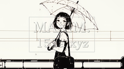 雨の日に傘をさして歩く若い女性（シンプルな色使い）｜4665530-8540