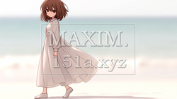 浜辺を一人で歩いている少女