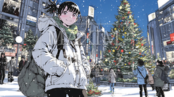 クリスマスイルミネーションが美しい街を散策する若い女性 | 4579563-6608